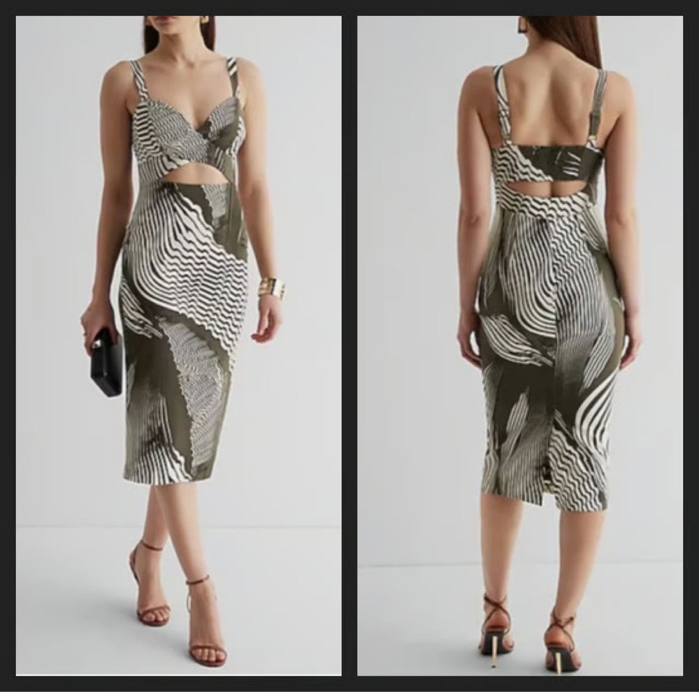 EXPRESS Midi Dress Geometric Cut-out 10